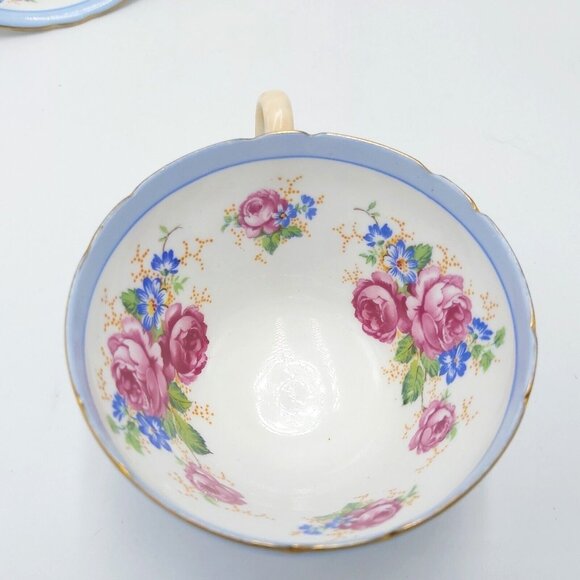 Shelly Dainty Tea Cup and Saucer -Roses and Forget-me-nots-Pattern 13249 UK - Picture 4 of 7
